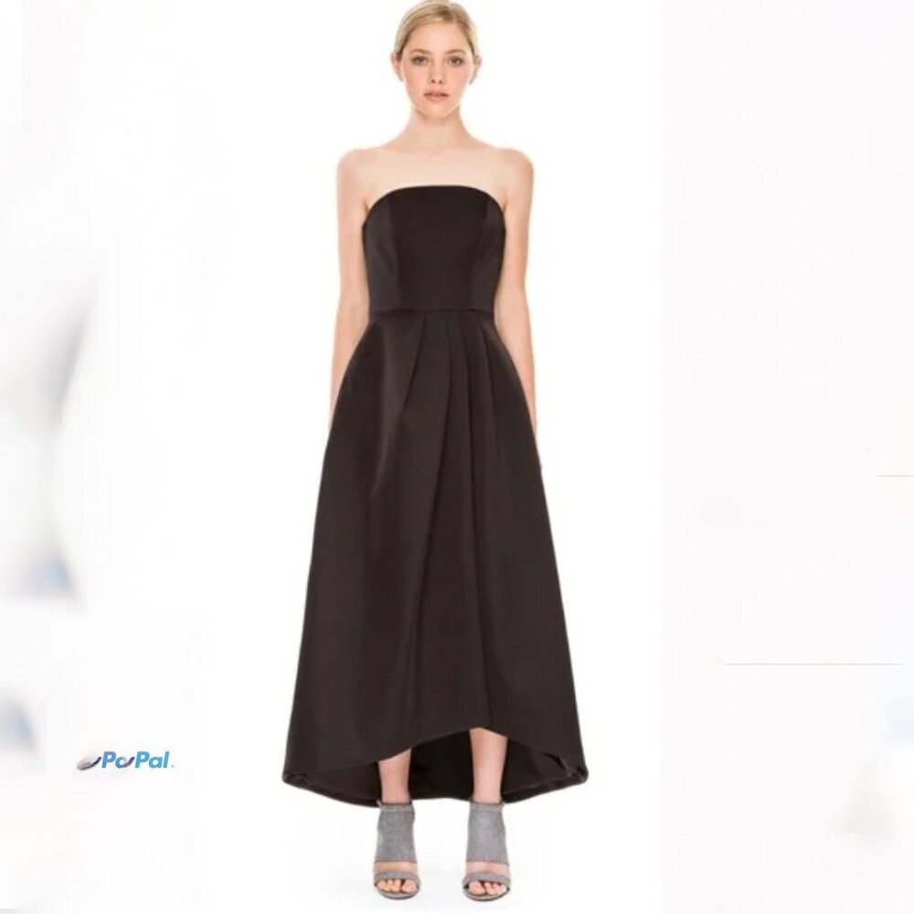 Keepsake The Label Size Small Strapless Black Satin High Low Formal Dress NWT